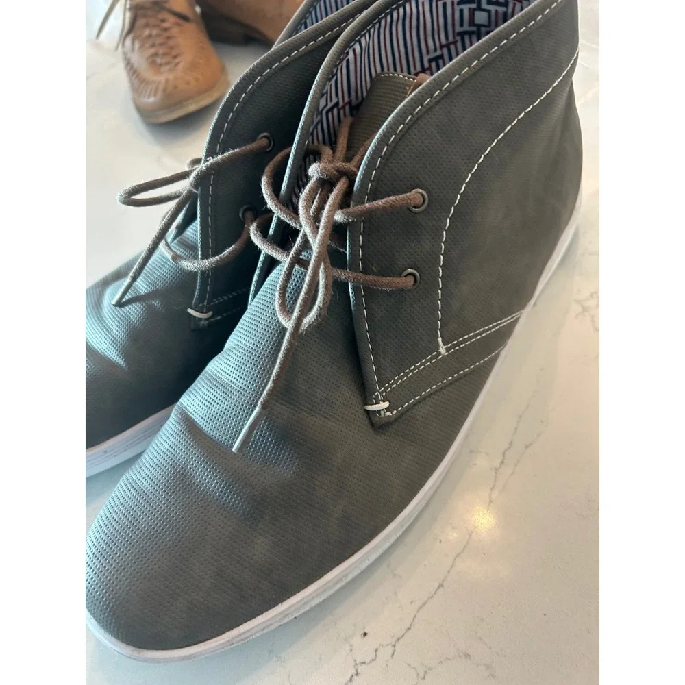 Ben Sherman Men's Gray Chukka Boots Perforated‎ Lace Up Ankle Shoes Size 13